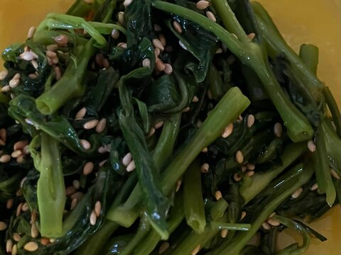 電子レンジで家庭菜園の《空芯菜の胡麻和え》